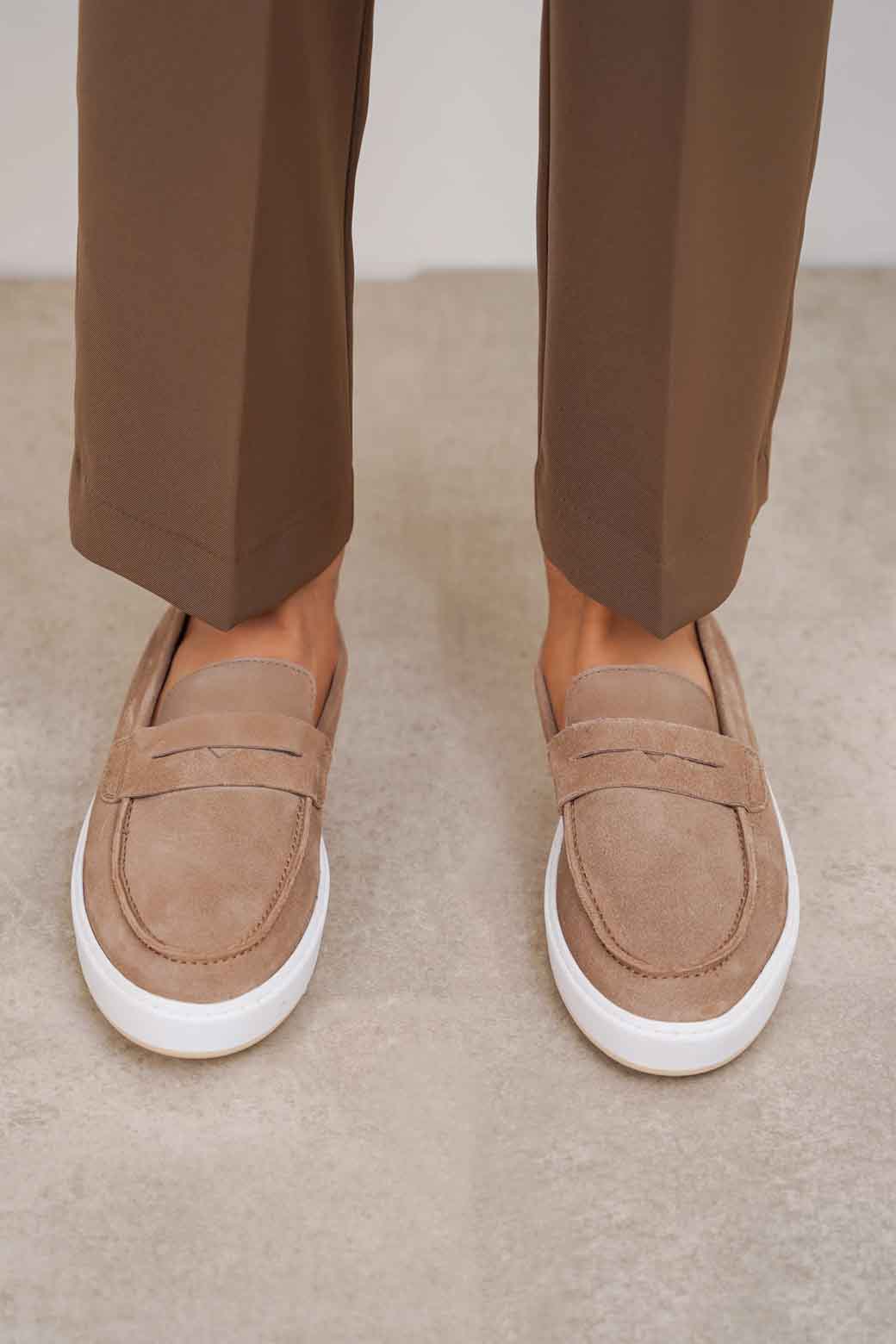 SUEDE PENNY LOAFERS